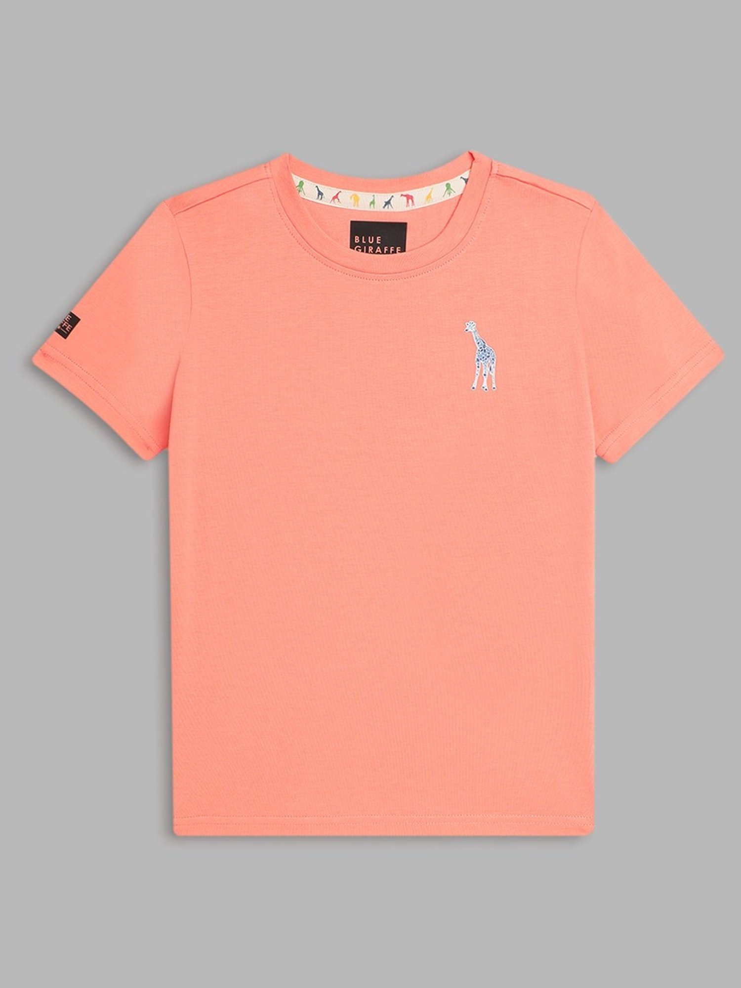 Blue Giraffe Kids Peach Cotton T-shirt