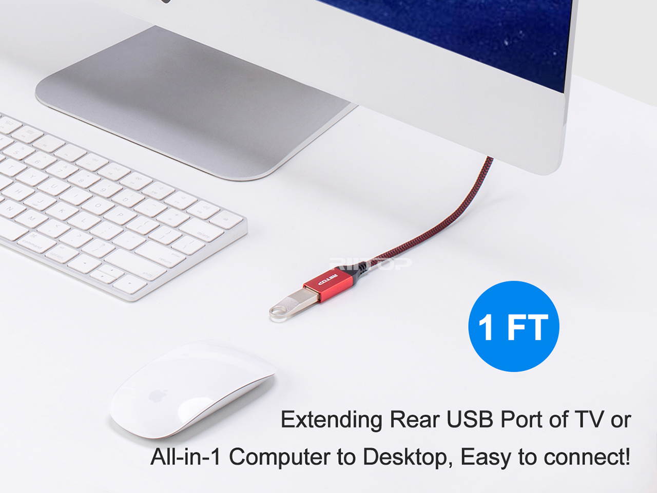 USB 3.0 Extension Cable 1 ft, (2Pack) SuperSpeed 5Gbps Gold Plated RIITOP USB 3.0 A Male to A Female Extension Cable Cord 1 foot