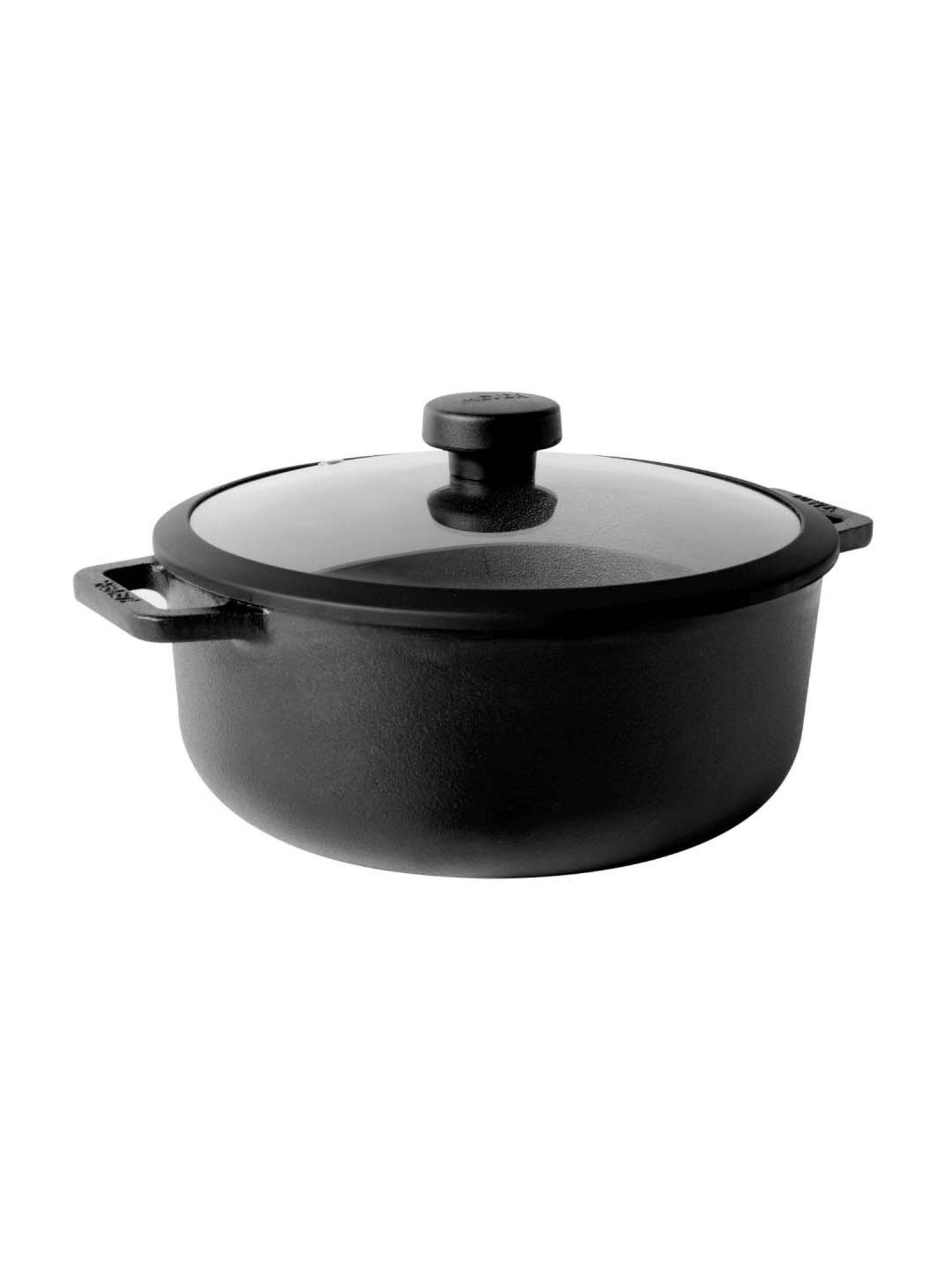 Meyer Pre-Seasoned Cast Iron Dutch Oven/Sauteuse With Glass Lid, 24cm