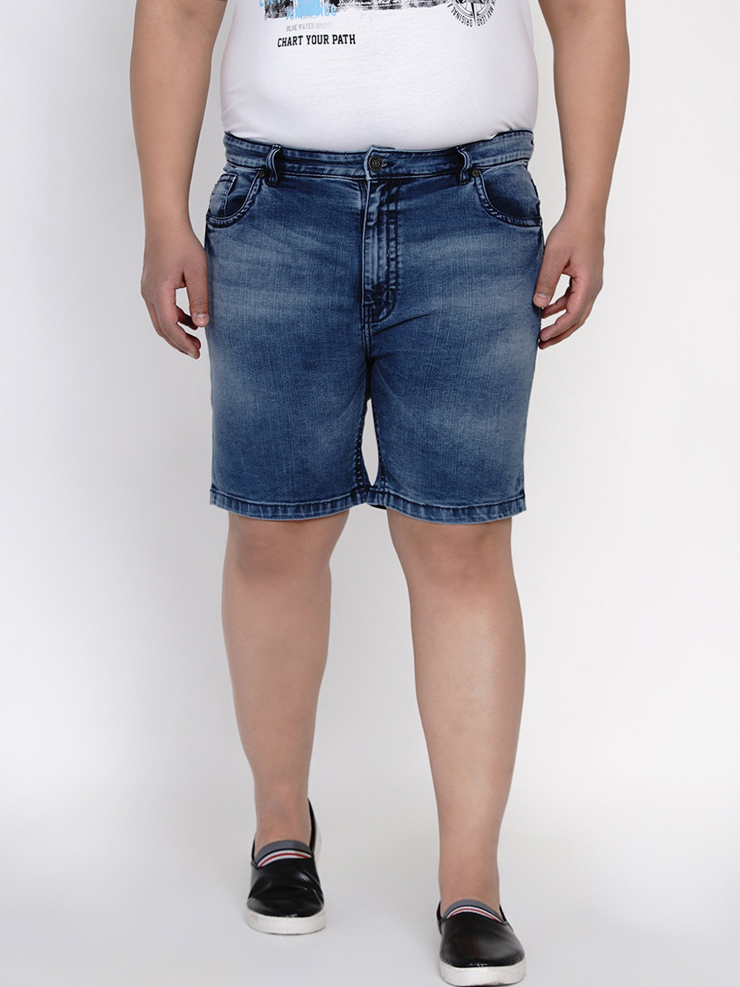John Pride Blue Cotton Plus Size Shorts