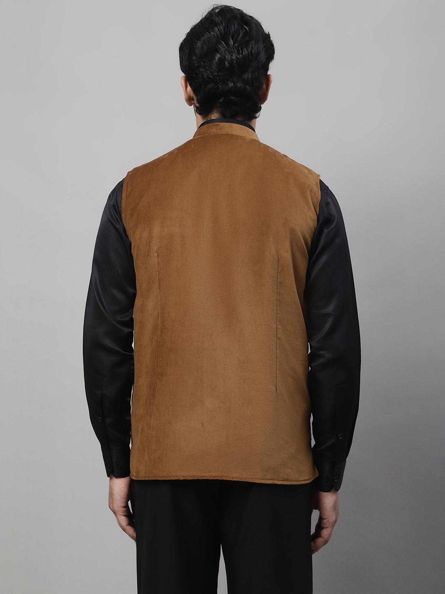 Even Brown Regular Fit Mandarin Collar Nehru Jacket