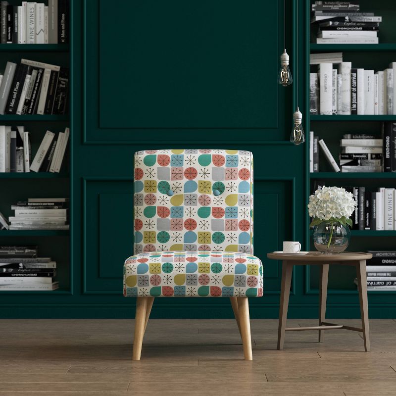 Webster Button Tufted Armless Chair Modern Print Pink Starlight - Handy Living