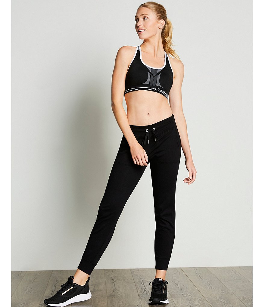 Calvin Klein Performance Rib Trim Terry Jogger Pants With Pockets