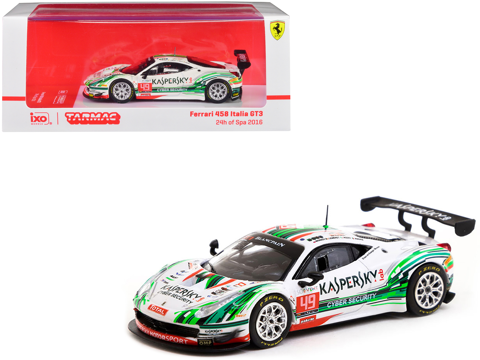Ferrari 458 Italia GT3 #49 Rui Aguas - Stephane Lemeret - Alexander Moiseev - Davide Rizzo "24 Hours of Spa" (2016) "Hobby64" Series 1/64 Diecast Model Car by Tarmac Works