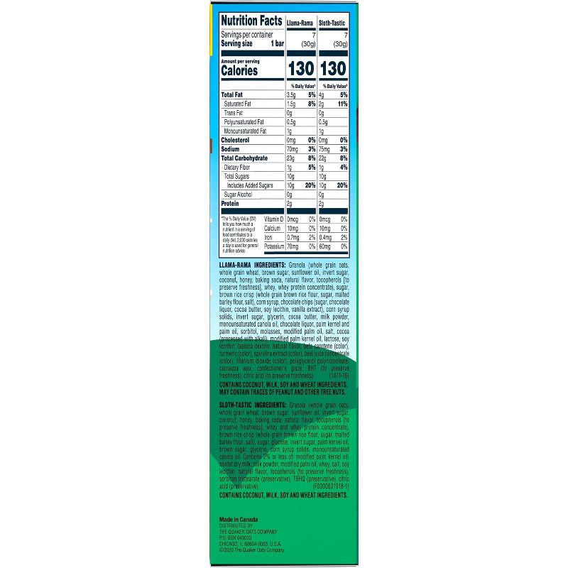 Quaker Chewy Dipps Llama & Sloth Granola Bars - 14.7oz/14ct