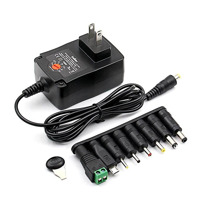 36W Universal 3V 4.5V 5V 6V 7.5V 9V 12V AC DC Adapter Power Supply for LCD LED Light Strip Router HUB Speaker Smart Phone Tablet Kindle and Echo Dot TV Box 1A 1.5A 2A 2.5A 3A 3000mA Amp Max.