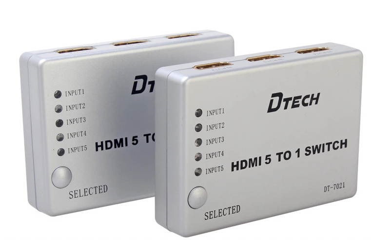 DTECH DT-7021 5-to-1 HDMI Video Switch with Remote Control,5-Port HDMI Switcher Selector Splitter +Remote; Switch 5 HD devices to 1 HDTV
