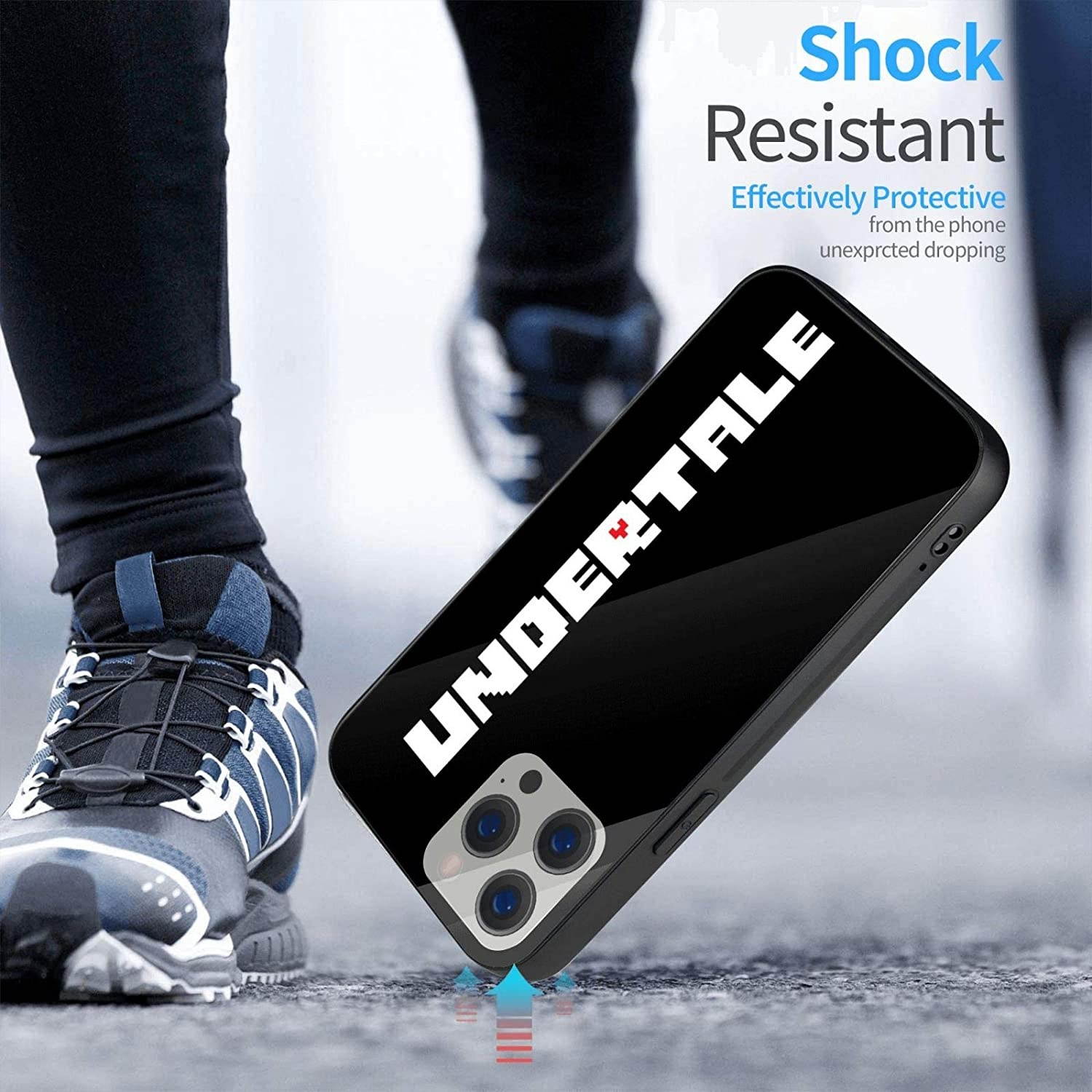 Undertale Sans Compatible with iPhone 12 Series Case Protective Shockproof Slim Soft TPU + Glass IP12-6.1