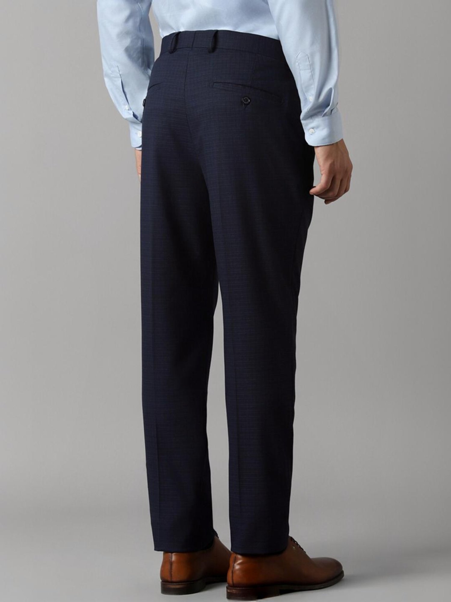 Louis Philippe Navy Slim Fit Checks Trousers