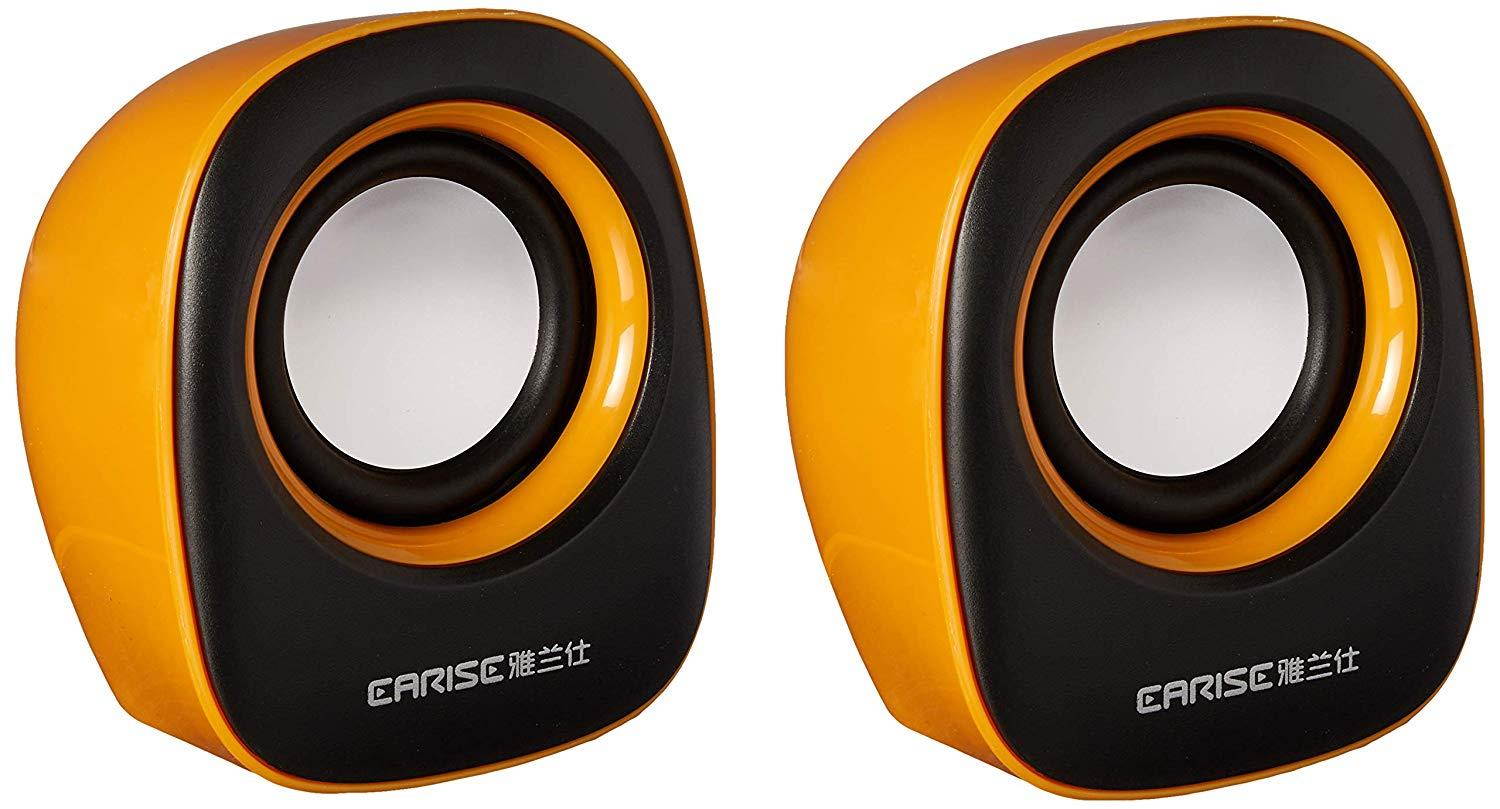 Earise AL-101 3.5mm Mini Computer Speakers Powered by USB Black Yellow