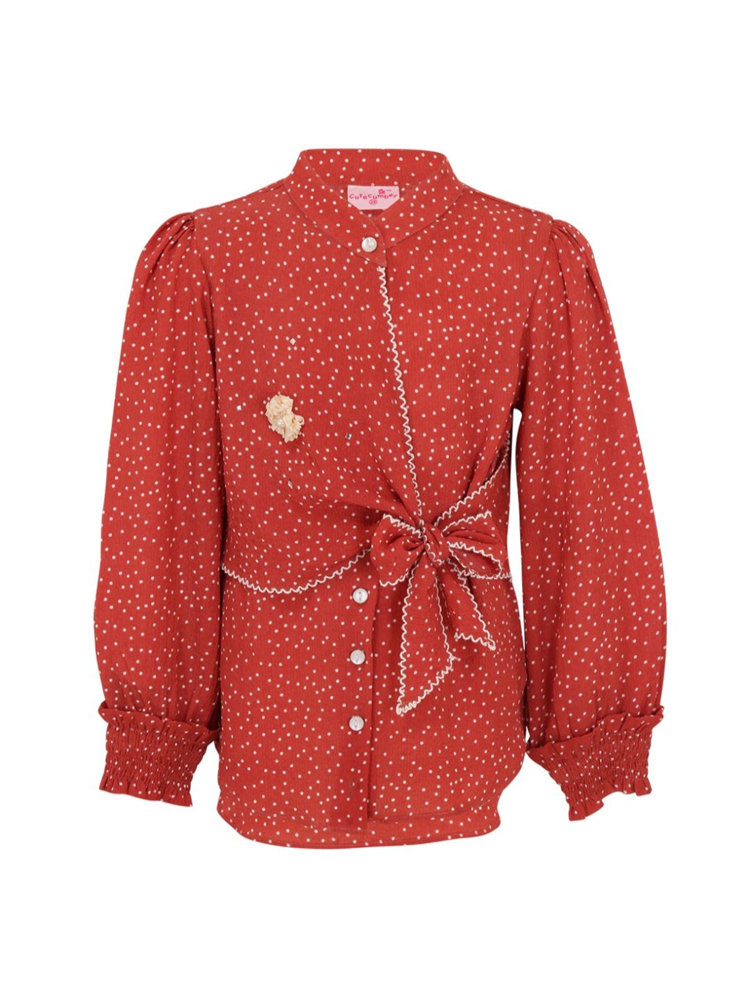 Cutecumber Kids Red Printed  Top