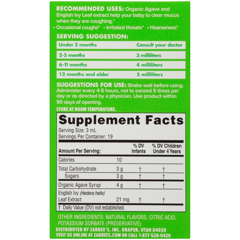 Zarbee's Naturals Baby Cough Syrup & Mucus Reducer Liquid - Grape - 2 fl oz