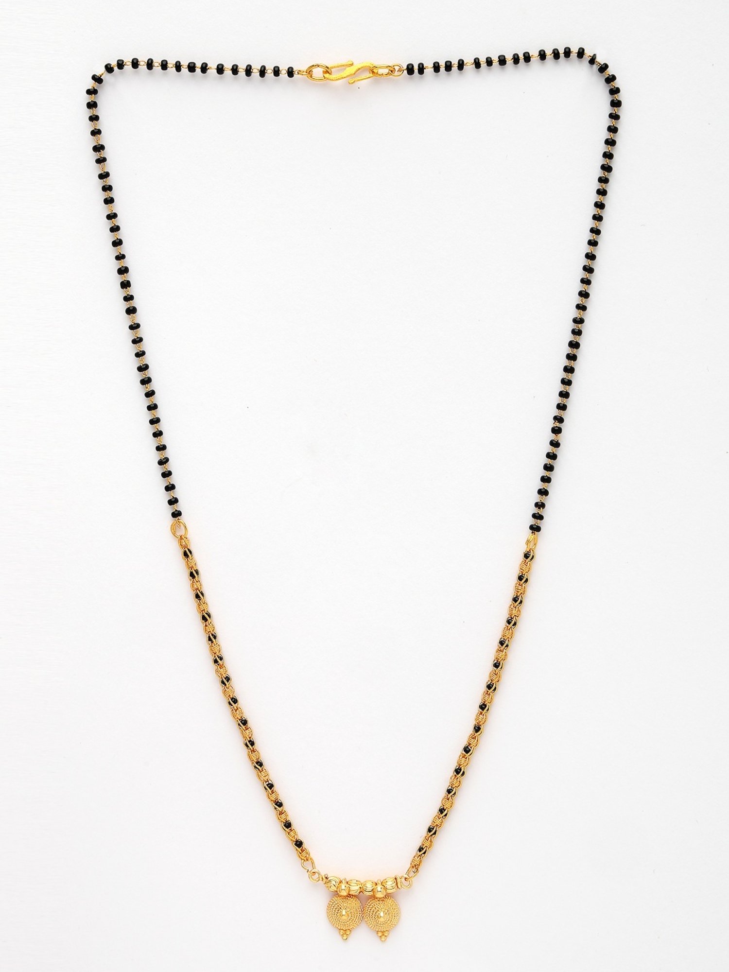 Abdesigns Gold-Plated American Diamond & Black Beaded Mangalsutra
