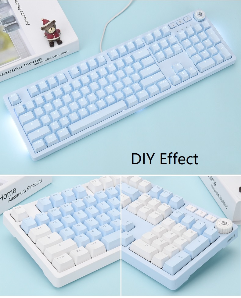 A-jazz AK515 Chinese Style Design,  104Keys N-Key Rollover White Backlit USB Wired Mechanical  Gaming Keyboard-,PBT Keycaps, Type-C
