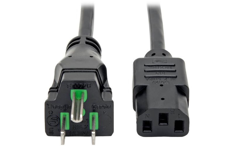 Tripp Lite 8ft Computer Power Cord Coiled Hospital Medical Cable 5-15P to C13 10A 18AWG 8' - For Computer, Scanner, Printer, Monitor