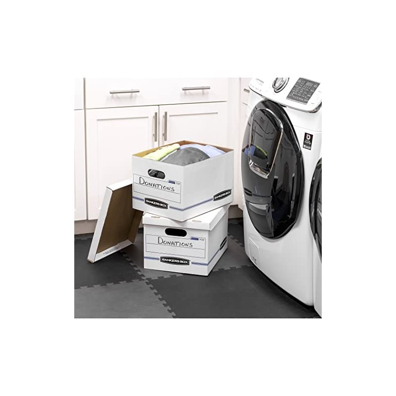 STOR/FILE Storage Boxes, Standard Set-Up, Lift-Off Lid, Letter/Legal, 6 Pack (57036-04),White/Blue