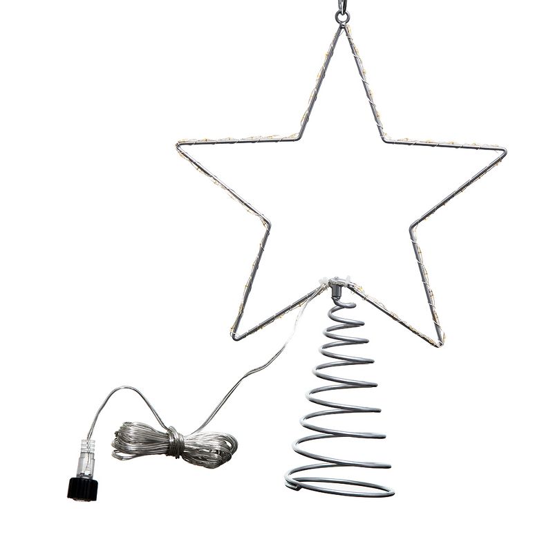 J. Hofert Co 9.5" Lighted Clear Constant Wide Angle 5 Point Star Christmas Tree Topper - Multicolor LED lights