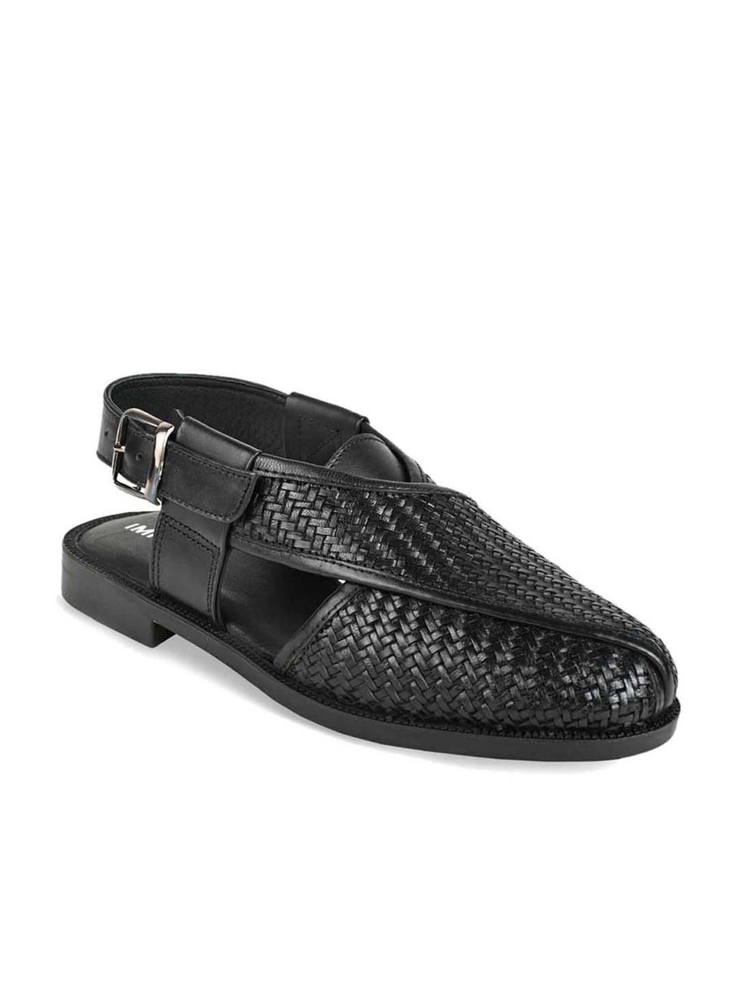 Imperio by Regal Men's Black Back Strap Sandals