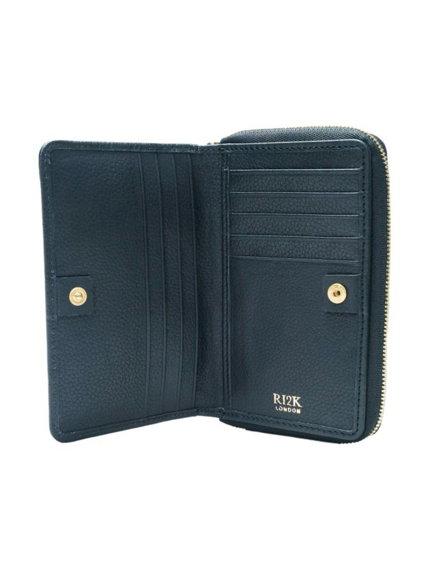 RI2K London Teal Leather Quilted Zip around Wallet