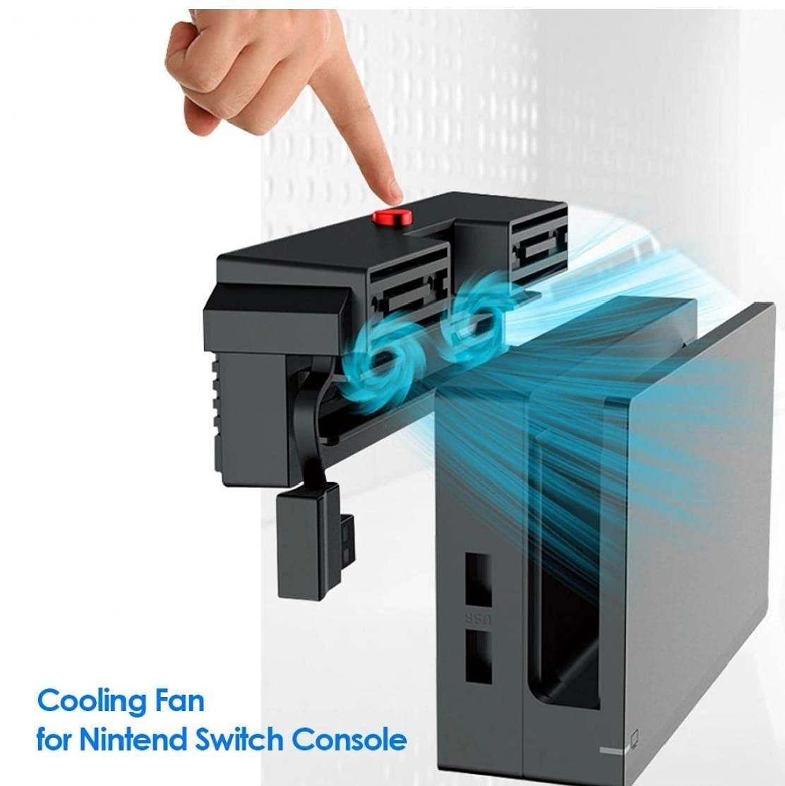 Compatible with Nintend Switch External Cooling Bracket with 2 Cooling Fans USB Power Supply Integrated Cable White