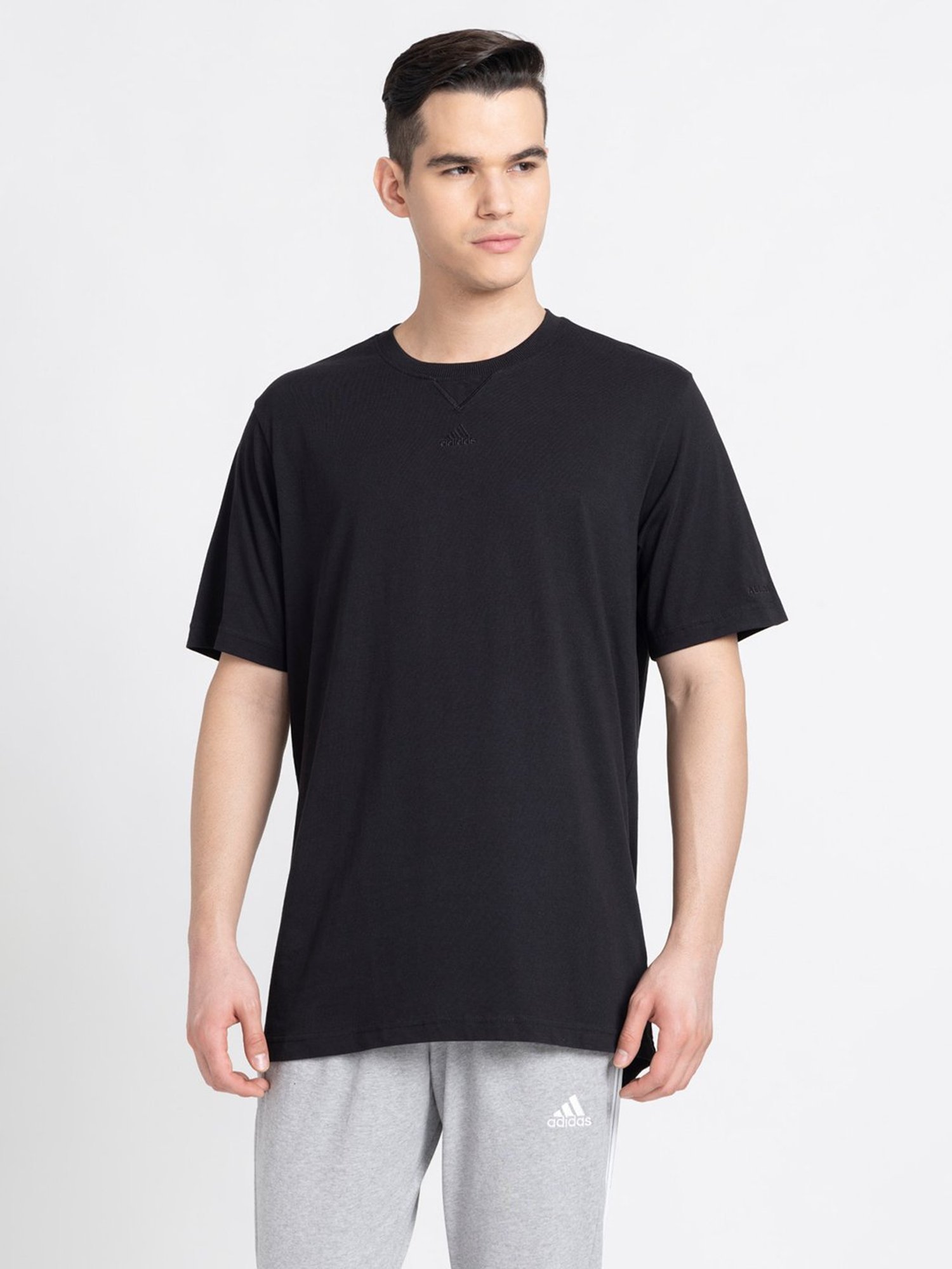 adidas ALL SZN Black Loose Fit Cotton Crew T-Shirt