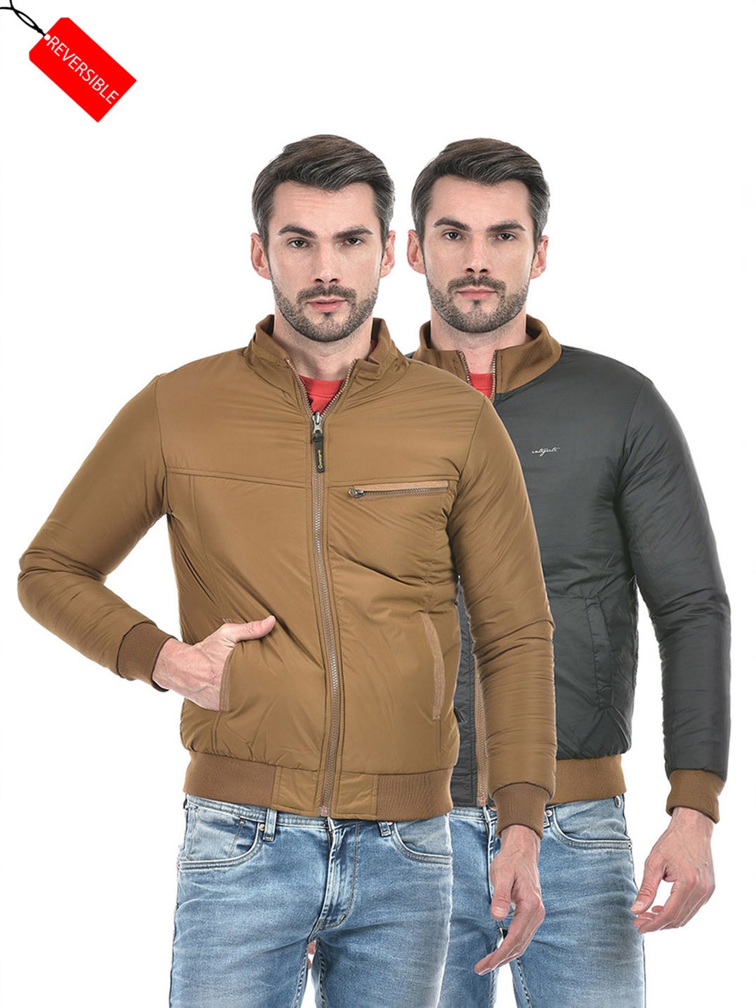 Integriti Tan & Black Regular Fit Reversible Jacket