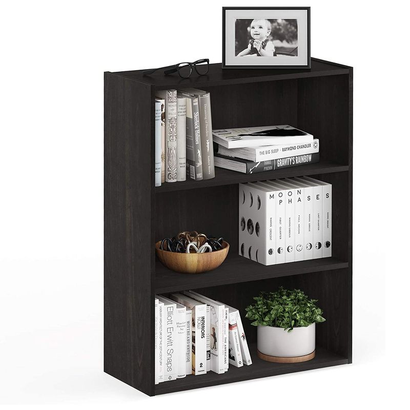 Furinno Pasir 3 Tier Open Storage and Organization Bookshelf Wooden Bookcase Shelf Shelving Unit for Home or Office, Espresso