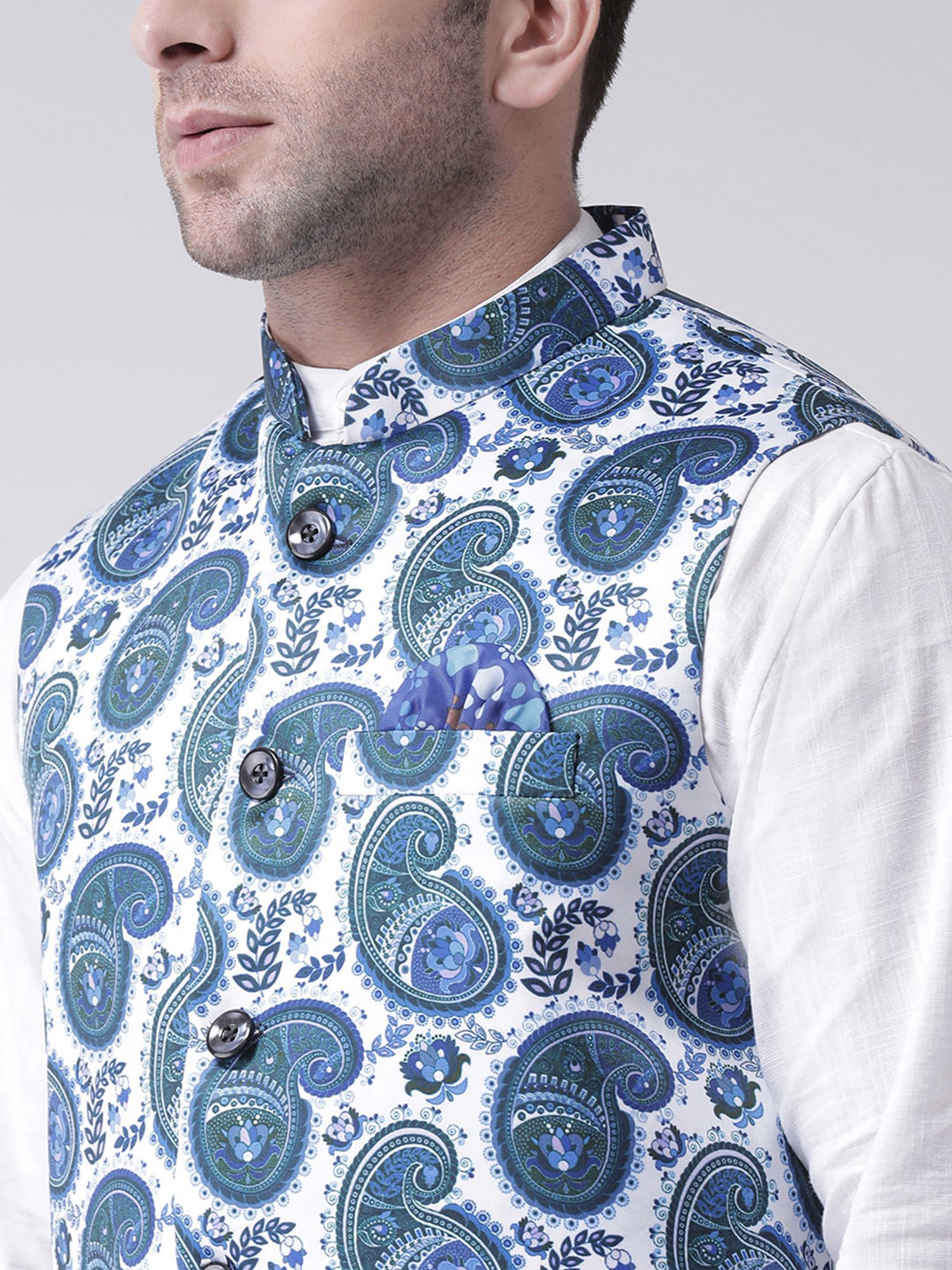Hangup Plus Multicolor Regular Fit Printed Nehru Jacket