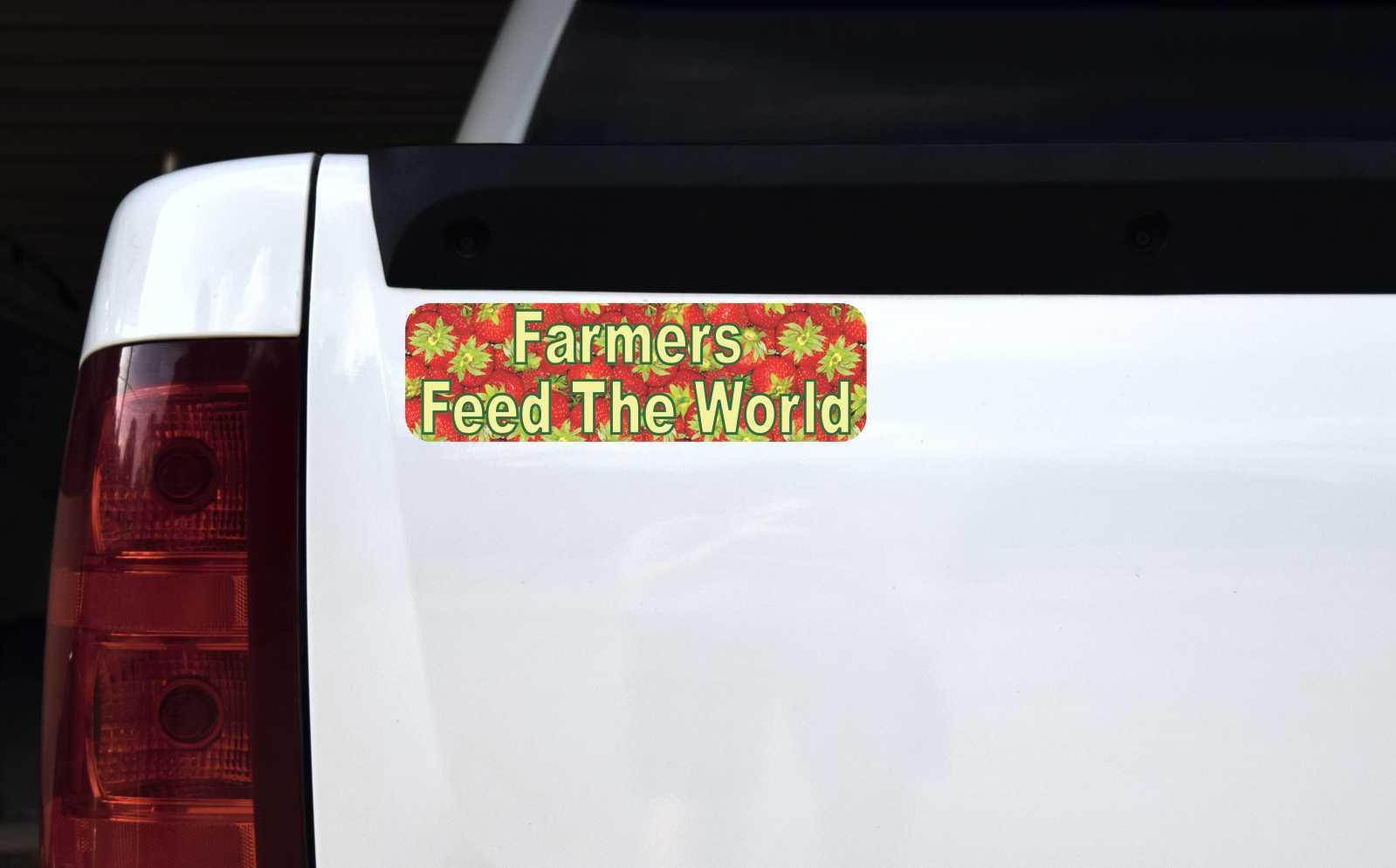 StickerTalk Farmers Feed the World Vinyl Sticker, 10 inches by 3 inches