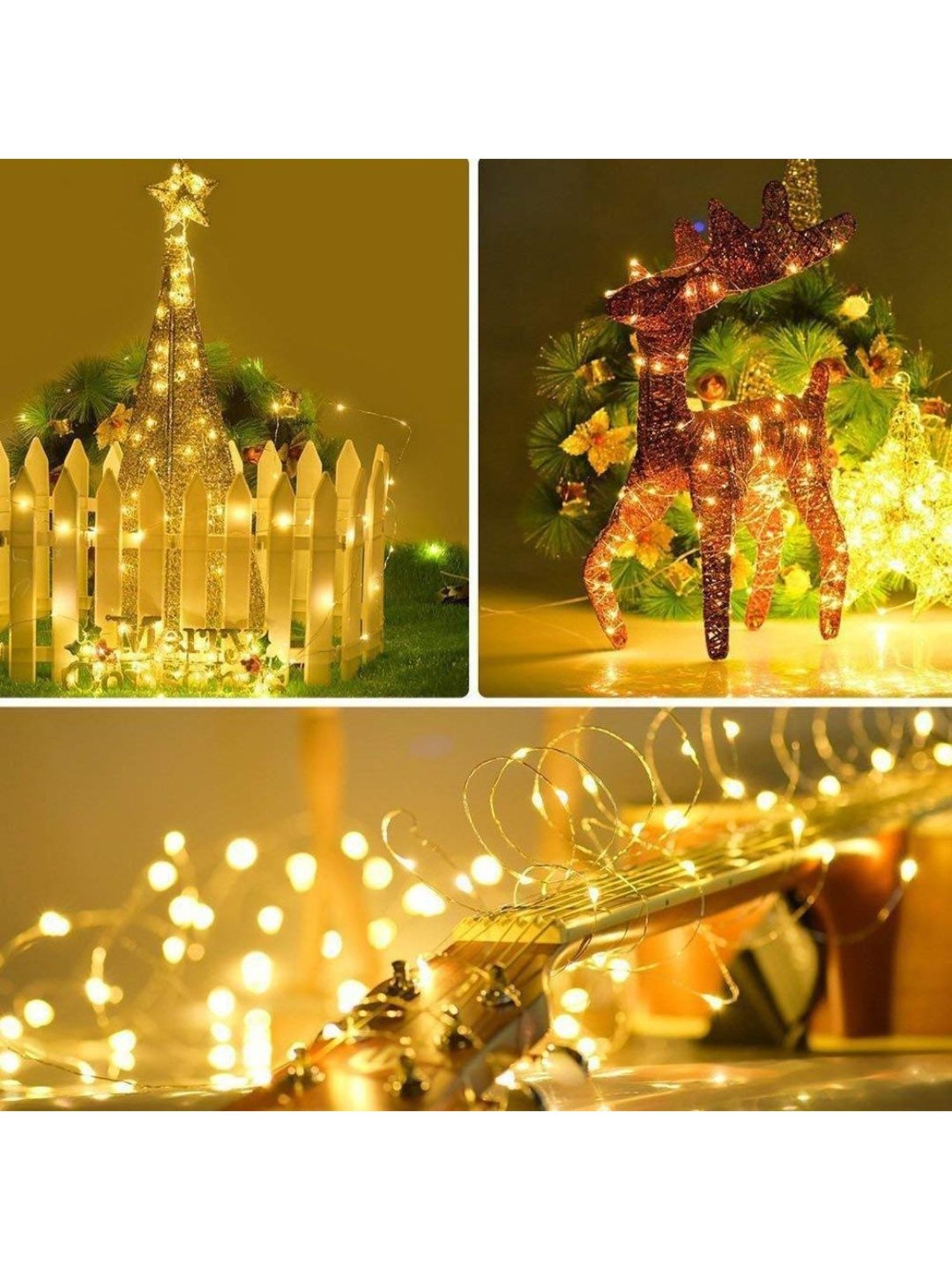 XERGY 33ft 100 LED Copper Wire Fairy String Lights 8 Modes USB Powered with Remote