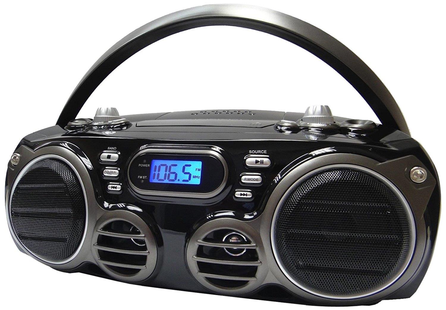 Sylvania Portable Bluetooth CD Radio BoomBox, Black
