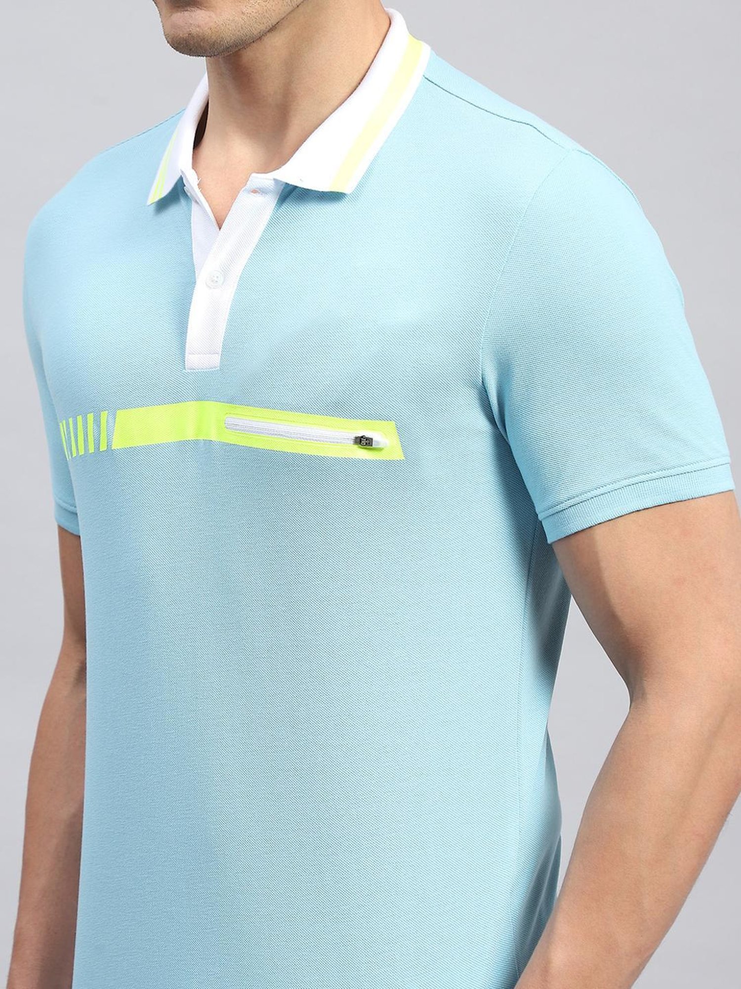 Rock.it Blue Cotton Regular Fit Printed Polo T-Shirt