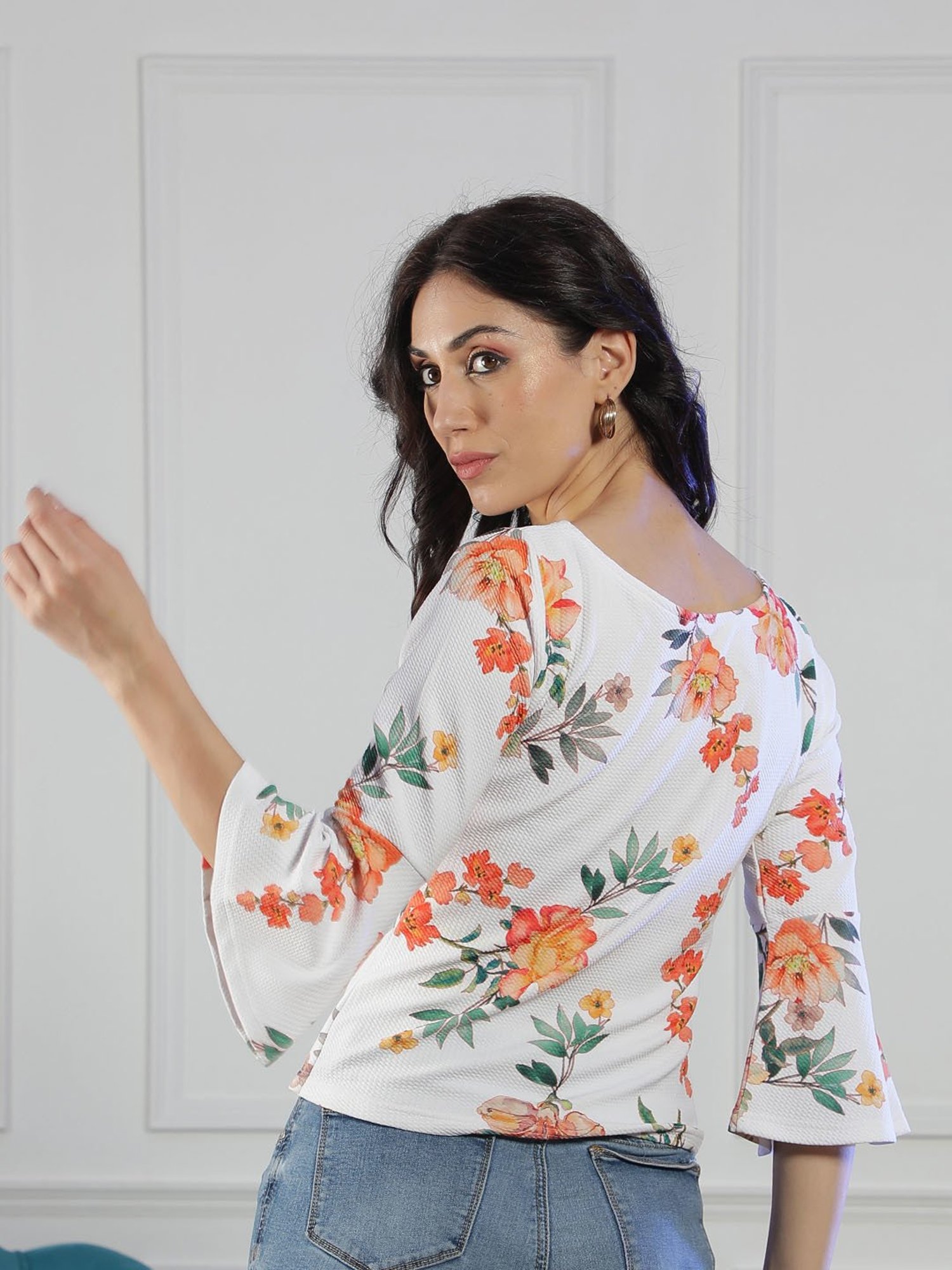 NEUDIS White Printed Polyester Top