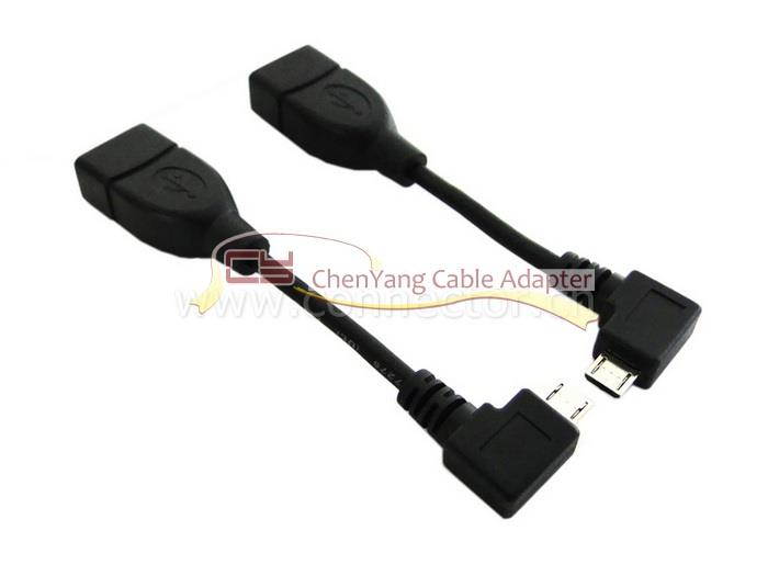 2pcs 1set 90 D Left & Right Angled type Micro USB Host Cable OTG fo Phone Tablet