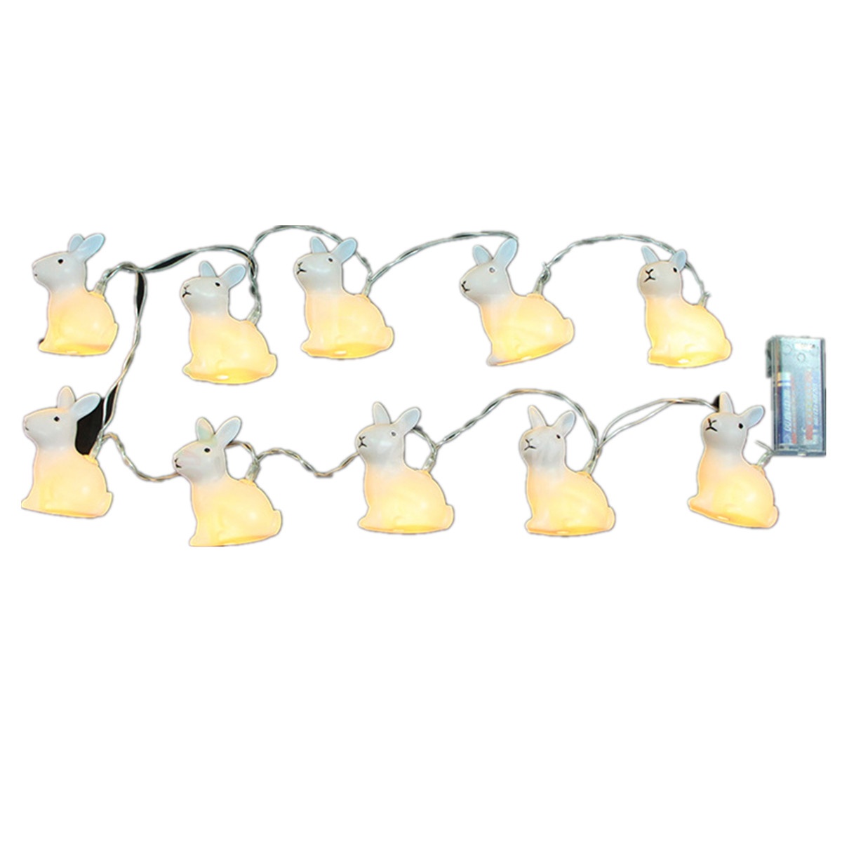 Battery Powered 10 LED White Bunny Lights String Party Decorative Rabbit String Lights (Pure White Light)