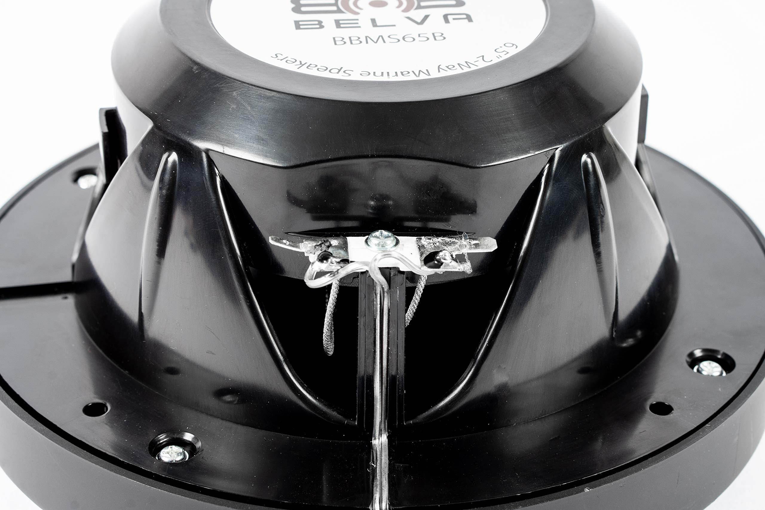 Belva BBMS65B - Pair of 6.5&rdquo; 2-Way 400W Black Marine Coaxial Speakers for Marine/UTV/ATV/Motorcycle/Powersports
