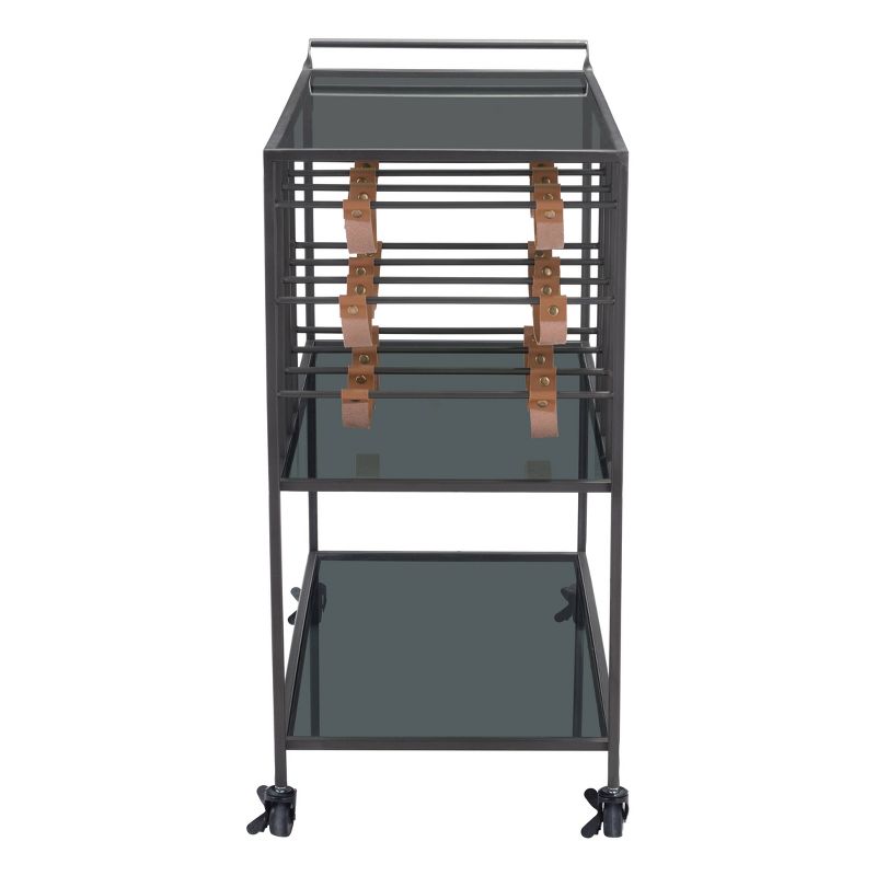 Flash Furniture Castleberry Rustic Wood Grain and Iron Kitchen Serving and Bar Cart