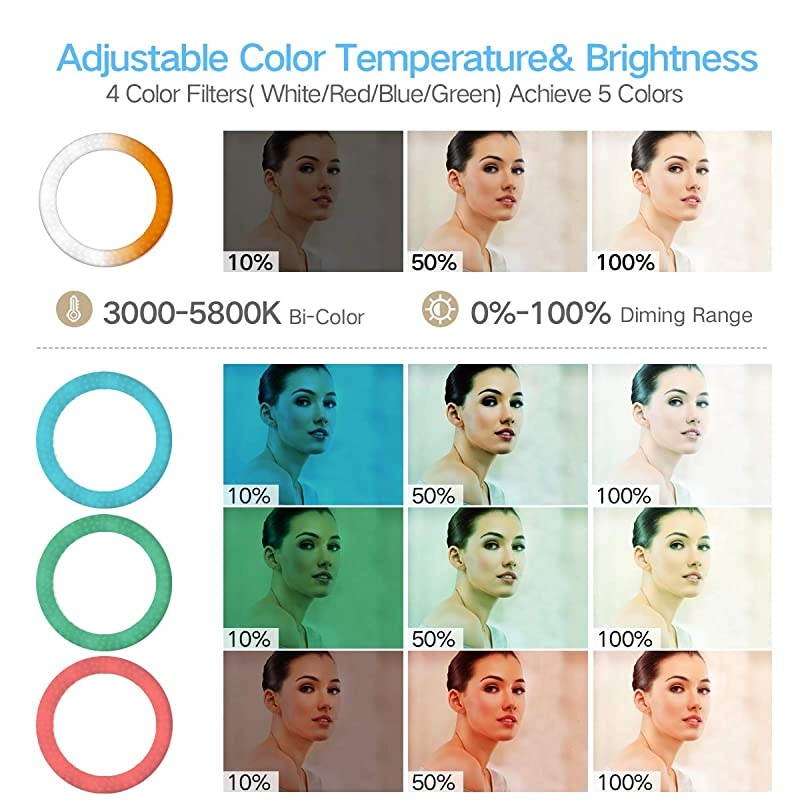 19 inch Ring Light with Remote Controller and Stand ipad Holder,60W Bi-Color with 4 Color Soft Filters for Live Stream/Makeup/YouTube Video/TikTok/Zoom/Photography