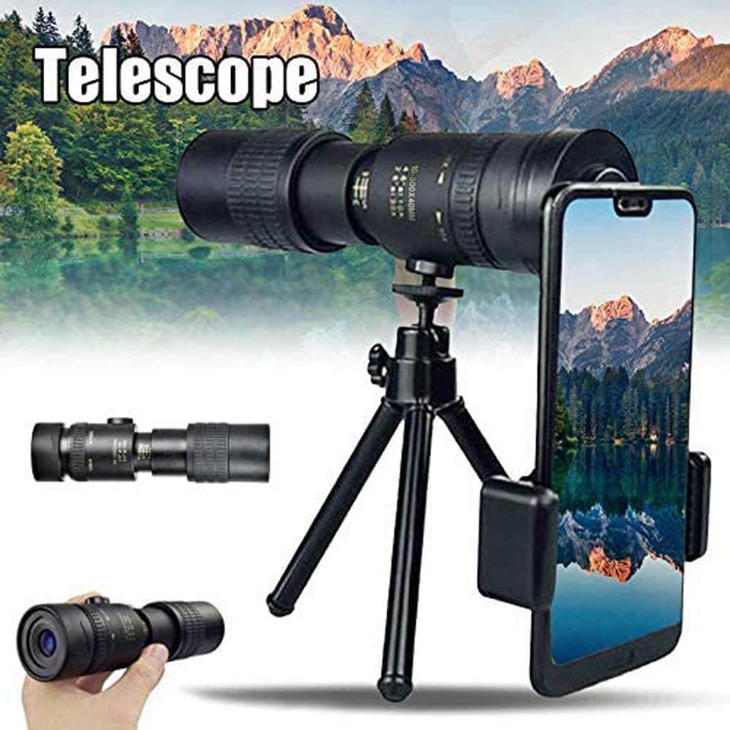4K 10-300X40mm Super Telephoto Zoom Monocular Telescope Portable, Remi-Isle with BAK4 Prism Lens,Tripod,for Travel Bird Watching Hunting Hiking Boating Camping etc (Telescope + Tripod + Clip)