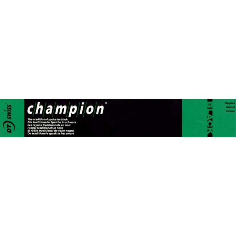 DT Swiss Champion 2.0 Blank Spokes 315mm Threadless Blanks Black Box Of 500