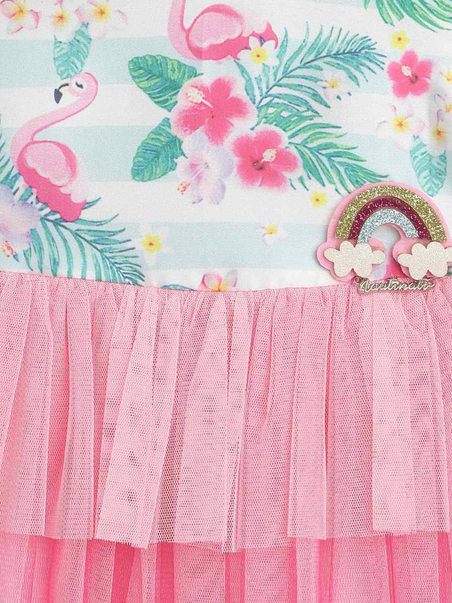 Nauti Nati Kids Pink & Green Floral Print Dress