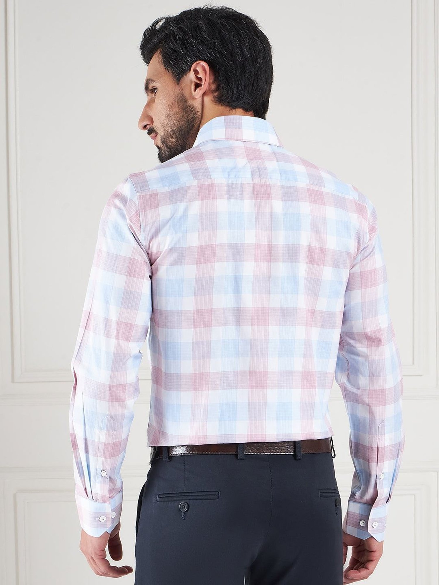 Louis Stitch Pink Cotton Regular Fit Checks Shirt