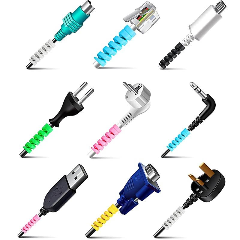 Pieces Charger Cable Saver Mouse Cable Protector Silicone Flexible Cable Wire Protector Management Organizer Spiral Cable Protector in 6 Colors for All Cellphone Data Lines