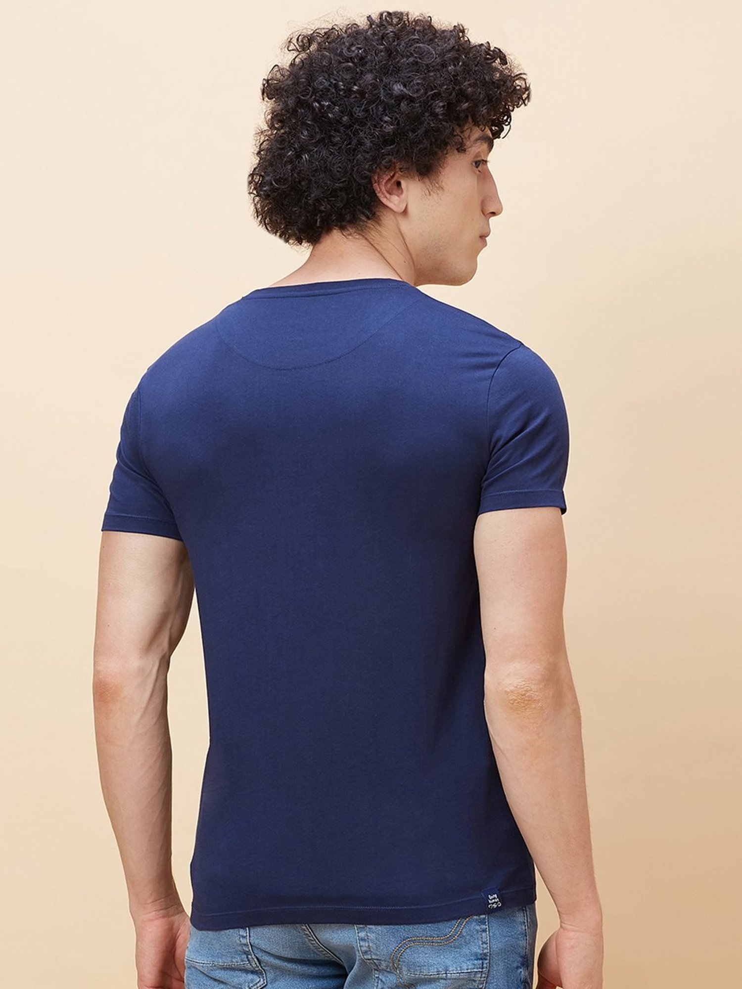 Being Human Dark Blue Regular Fit Printed T-Shirt