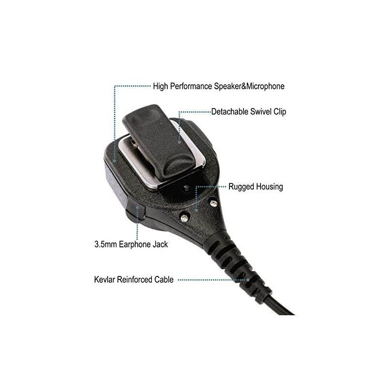 Mic with Reinforced Cable for Motorola Vertex Radios VX210 VX410 VX231 VX261 VX264 VX351 VX354 VX451 VX454 VX459 EVX531 EVX534 539 35mm Audio Jack Heavy Duty Shoulder Microphone