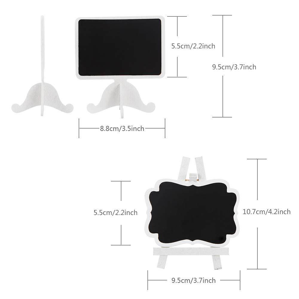 16 Pack Mini Chalkboard Sign with Framed Stand and Easel, Best Rustic Decoration for Tabletop Numbers and Food Labels for Weddings, Birthday Parties, Graduation, 2 Design Small Rectangle Blackboard