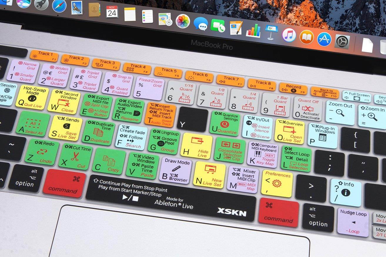 XSKN 2016 Shortcut Design Series Keyboard Skin Cover for New Macbook 12 (2015 Model A1534) and New MacBook Pro 13 (2016 Newest Version Model A1708, No Touch Bar), US&EU Version (Ableton)