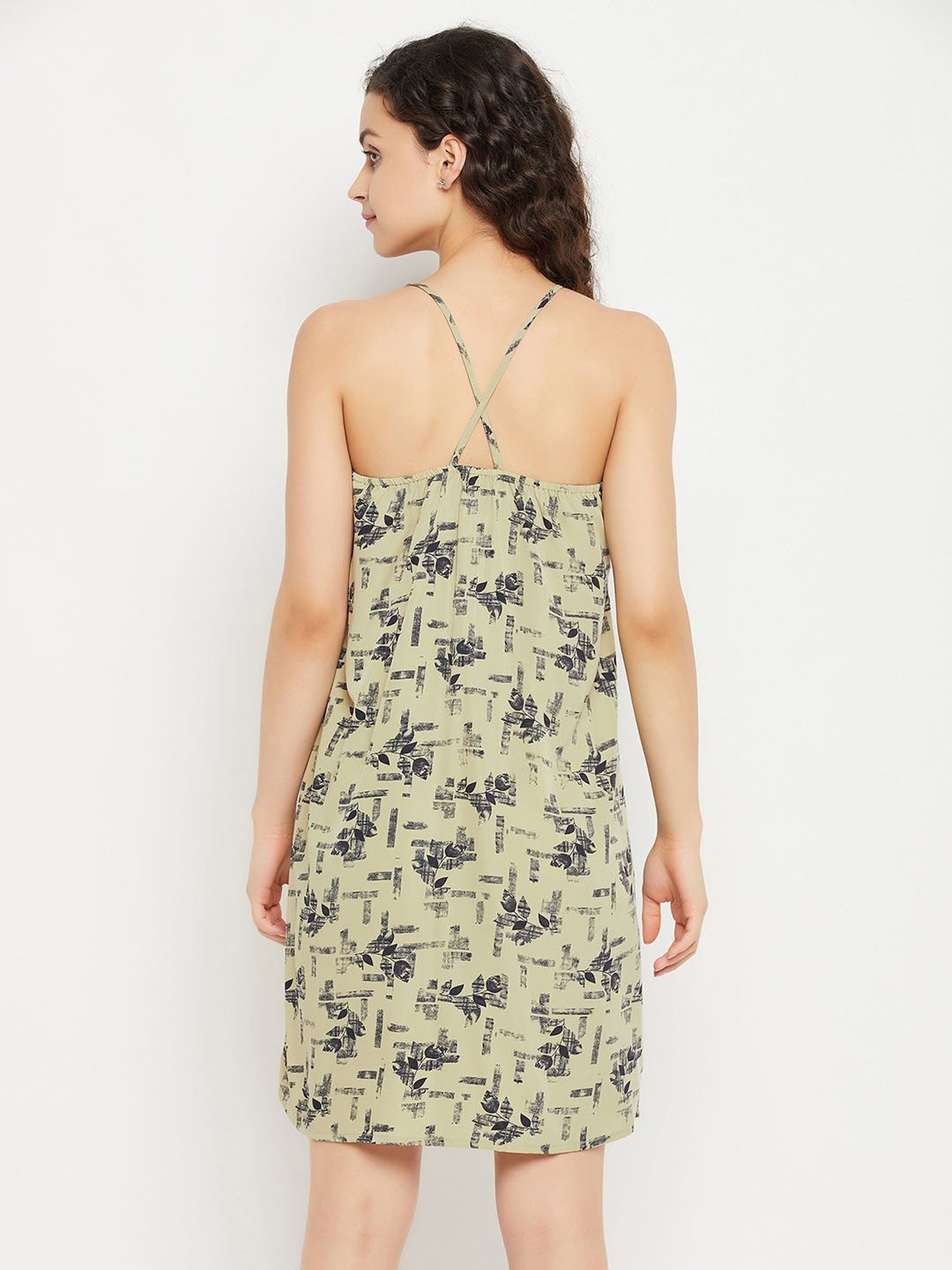 Clovia Green Printed Beachwear Dress