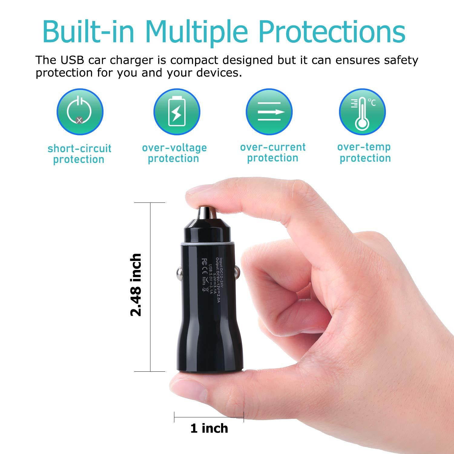 USB Car Charger, Costyle 30W Dual 2 USB Car Charger Adapter with Quick Charge QC 3.0 Port and 3.1A Port Compatible for iPhone Xs Max XR X 8 7 Plus, Galaxy S10 S9 S8 Plus, iPad Pro Air, LG, HTC (Black)