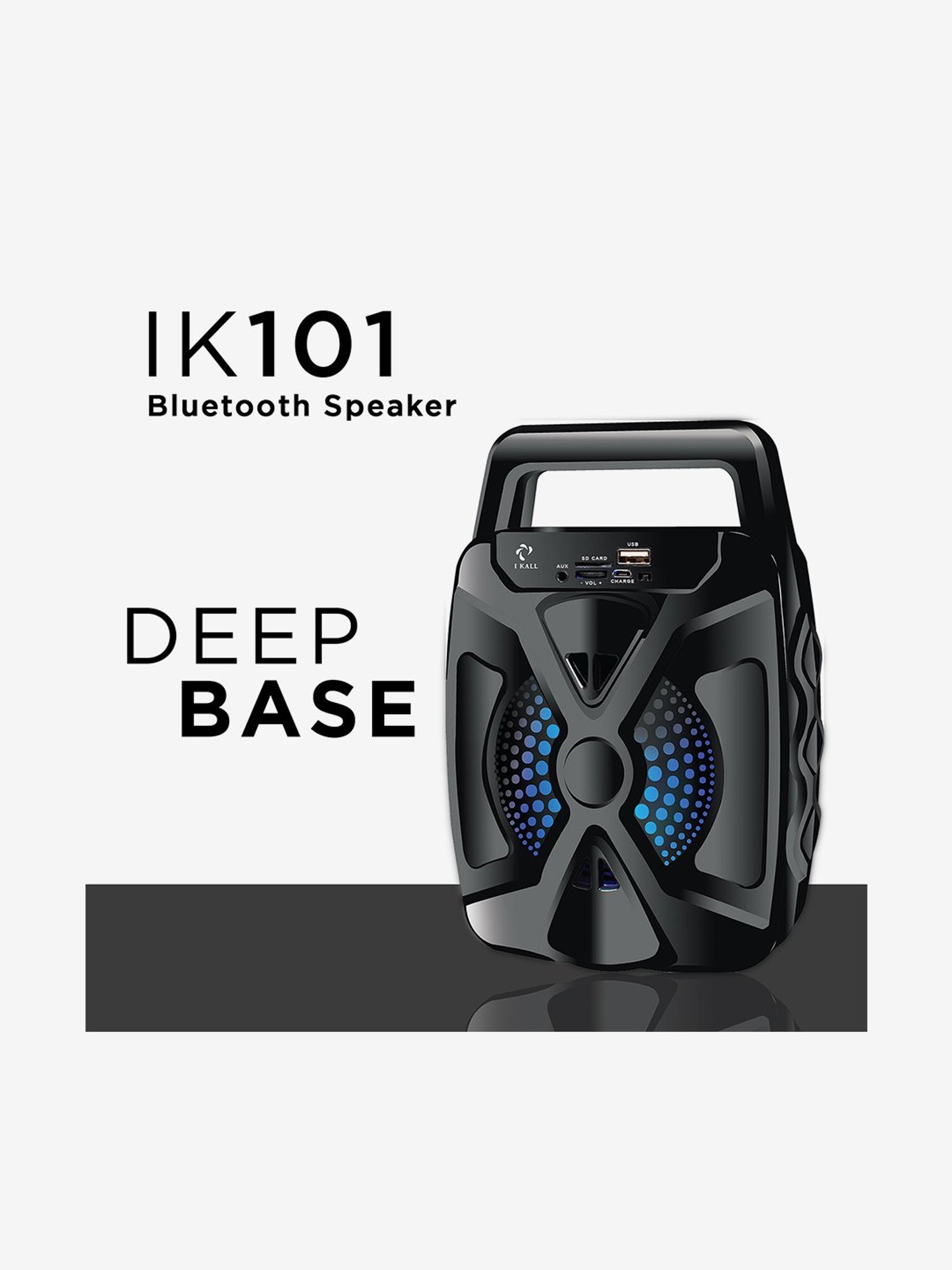 I Kall IK-101 Lighting Bluetooth Rechargeable Speaker with Inbuilt FM (Black)